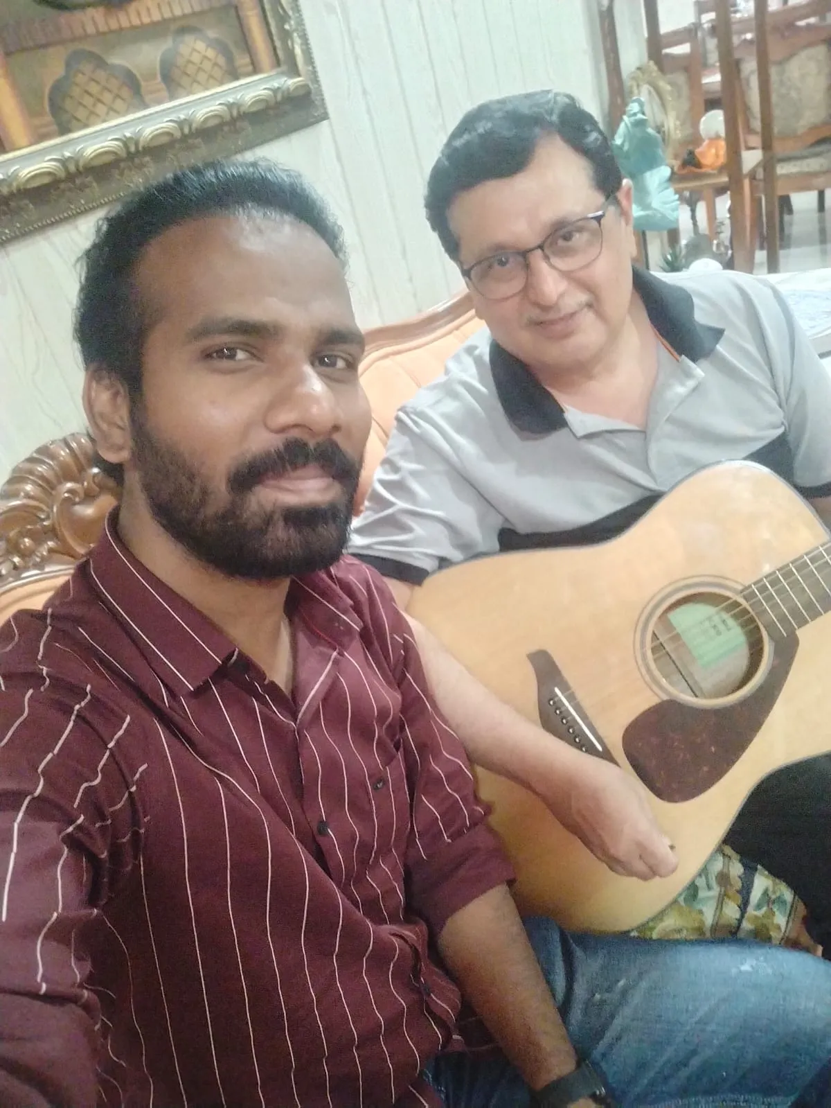 An adult student mid-lesson with Sanket
